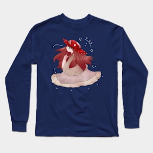 Whimsigoth Cottagecore Red Mushroom Girl Long Sleeve T-Shirt